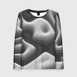 Лонгслив женский Чёрно белый точечный абстрактный фон, цвет: 3D-принт