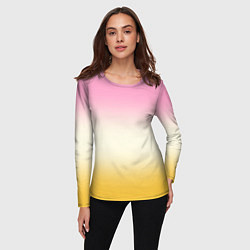 Лонгслив женский Розовый бежевый желтый градиент, цвет: 3D-принт — фото 2