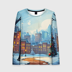 Женский лонгслив Новогодний город