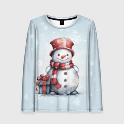 Лонгслив женский New Years cute snowman, цвет: 3D-принт