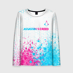 Женский лонгслив Assassins Creed neon gradient style посередине