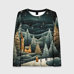 Женский лонгслив Зима в городе ожидание праздника