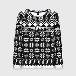 Лонгслив женский CS GO christmas sweater, цвет: 3D-принт