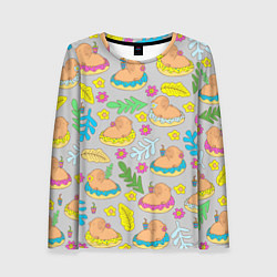 Лонгслив женский Семья капибар на отдыхе, цвет: 3D-принт