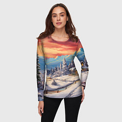 Лонгслив женский Северное сияние веселья, цвет: 3D-принт — фото 2