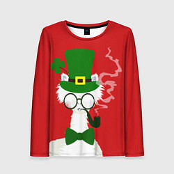 Лонгслив женский Лама - альпака в день Патрика, цвет: 3D-принт