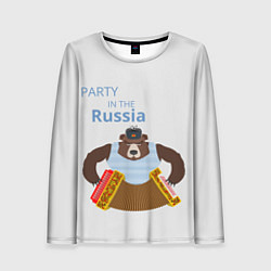 Лонгслив женский Вечеринка в России с медведем, цвет: 3D-принт