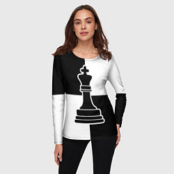 Лонгслив женский Шахматы - ферзь, цвет: 3D-принт — фото 2