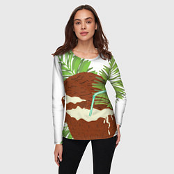 Лонгслив женский Кокосы и листья, цвет: 3D-принт — фото 2