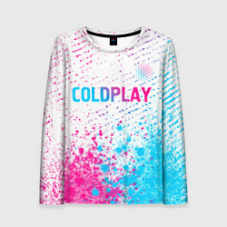 Женский лонгслив Coldplay neon gradient style посередине