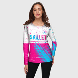 Лонгслив женский Skillet neon gradient style посередине, цвет: 3D-принт — фото 2