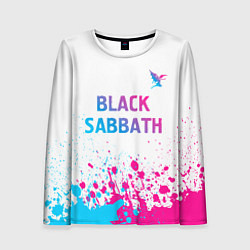 Женский лонгслив Black Sabbath neon gradient style посередине
