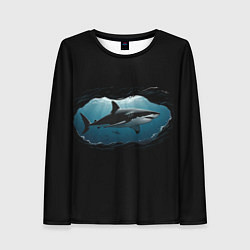 Лонгслив женский Акула в овале, цвет: 3D-принт