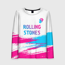 Женский лонгслив Rolling Stones neon gradient style посередине