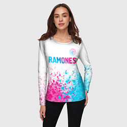 Лонгслив женский Ramones neon gradient style посередине, цвет: 3D-принт — фото 2