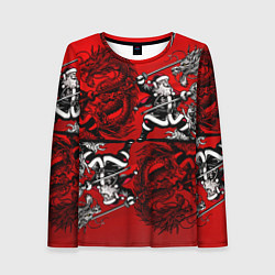 Женский лонгслив Дед Мороз с копьем и драконом