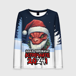 Женский лонгслив Красный злой дракон 2024