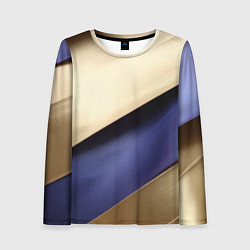 Лонгслив женский Фиолетовая вставка на золотом фоне, цвет: 3D-принт