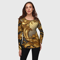 Лонгслив женский Золотая текстура и абстракции, цвет: 3D-принт — фото 2