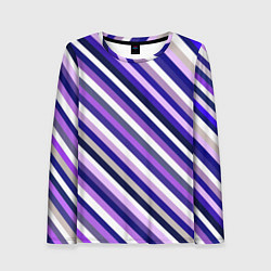 Лонгслив женский Полосы фиолетовые диагональ, цвет: 3D-принт