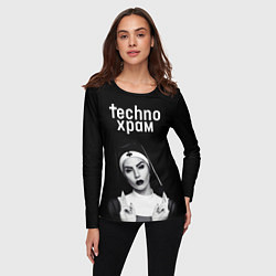 Лонгслив женский Techno храм монашка демон, цвет: 3D-принт — фото 2