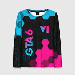 Лонгслив женский GTA 6 - neon gradient вертикально, цвет: 3D-принт