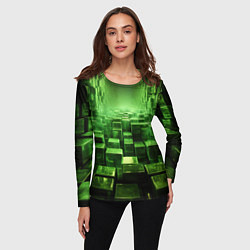 Лонгслив женский Зеленые квадраты в лабиринте, цвет: 3D-принт — фото 2