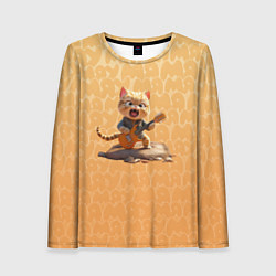 Женский лонгслив Рыжий кот с гитарой