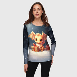 Лонгслив женский Дракон тайный повелитель елок, цвет: 3D-принт — фото 2