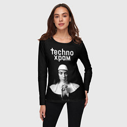 Лонгслив женский Techno храм монашка в молитве, цвет: 3D-принт — фото 2