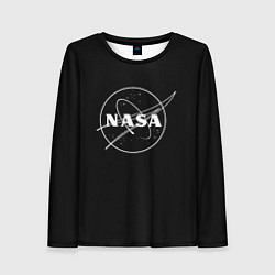 Лонгслив женский NASA белое лого, цвет: 3D-принт