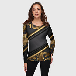 Лонгслив женский Лепнина объемные узоры золотые, цвет: 3D-принт — фото 2