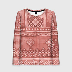 Лонгслив женский Красный славянский орнамент, цвет: 3D-принт
