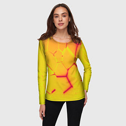 Лонгслив женский Плиты желтые броня, цвет: 3D-принт — фото 2
