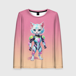 Лонгслив женский Funny kitten - cyberpunk, цвет: 3D-принт