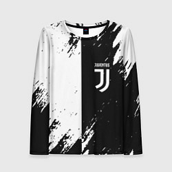 Лонгслив женский Juventus краски чёрнобелые, цвет: 3D-принт