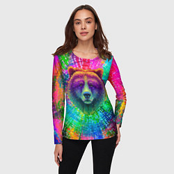 Лонгслив женский Цветной медведь, цвет: 3D-принт — фото 2