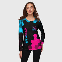 Лонгслив женский Palworld - neon gradient вертикально, цвет: 3D-принт — фото 2