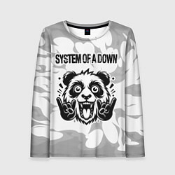 Лонгслив женский System of a Down рок панда на светлом фоне, цвет: 3D-принт