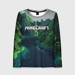 Лонгслив женский Minecraft logo зеленые квадратные кубы, цвет: 3D-принт