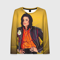 Лонгслив женский Michael Jackson на золотом фоне с графикой, цвет: 3D-принт