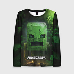 Женский лонгслив Minecraft зеленый персонаж в пещере