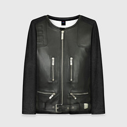 Лонгслив женский Terminator first - leather jacket, цвет: 3D-принт