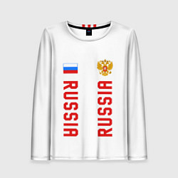 Женский лонгслив Россия три полоски на белом фоне