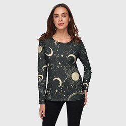 Лонгслив женский Звёздная карта с лунами и солнцем, цвет: 3D-принт — фото 2