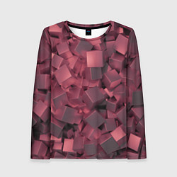 Женский лонгслив Кубики металлические красные