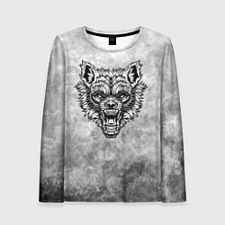 Женский лонгслив Яростный волк на текстурном фоне