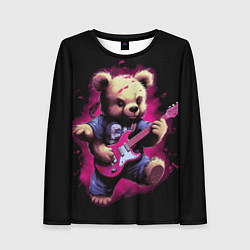Лонгслив женский Плюшевый медведь музыкант с гитарой, цвет: 3D-принт