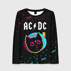 Женский лонгслив AC DC - rock star cat
