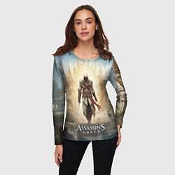 Лонгслив женский Assassins creed на фоне дворца, цвет: 3D-принт — фото 2